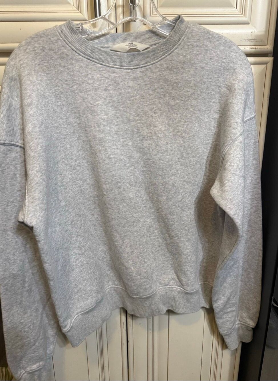 H&M Women's Drop Shoulder Crew Neck Pullover Sweatshirt Heather Gray Size 20